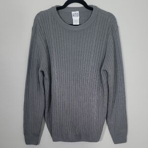 Vintage John Blair Men’s Cable Knit Crewneck Sweater Size M Gray Fisherman